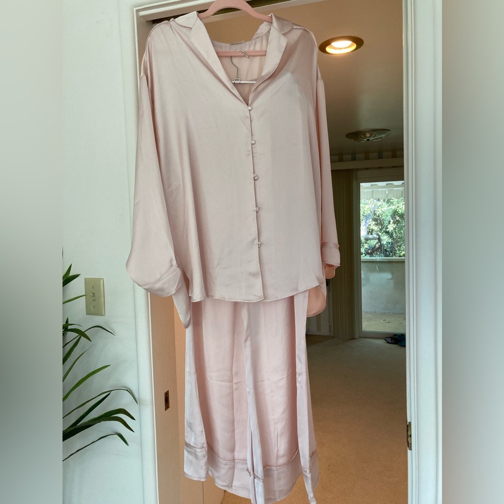 Free People Blush Satin Pajama Set